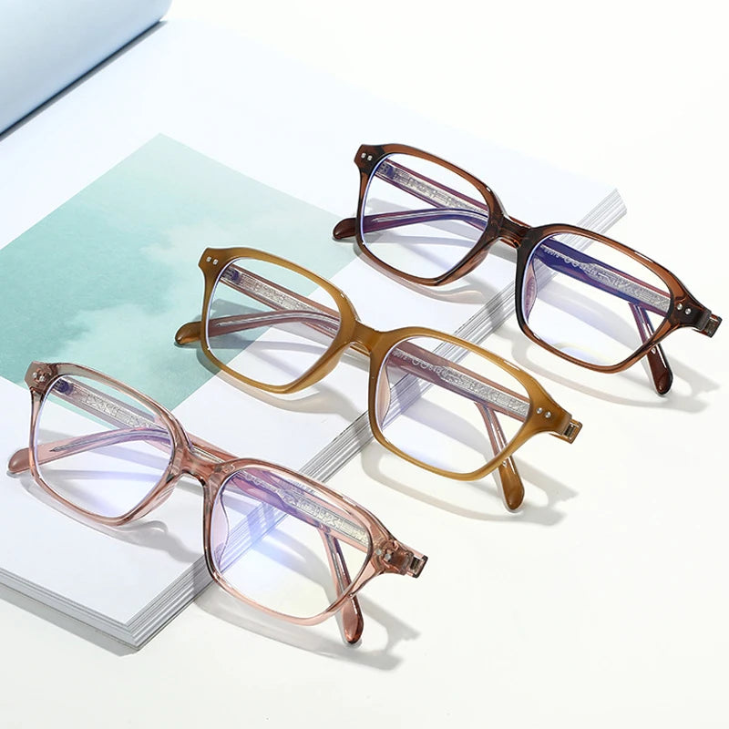 JNPCXI Quality TR90 Glasses Frame Stainless Steel Core Optical Eyeglasses With Anti Blue LIght Rectangle Acetate Leg