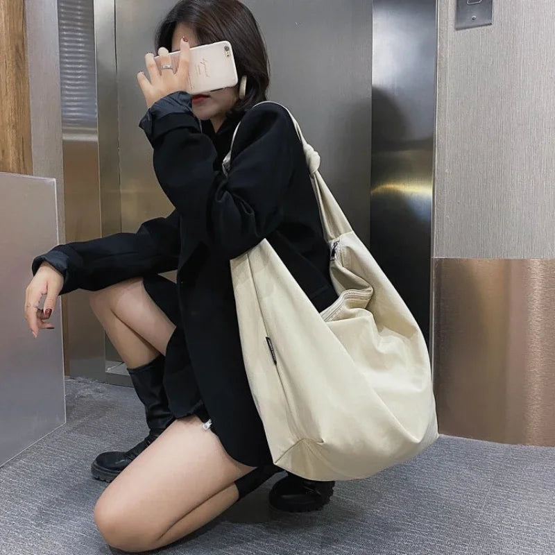 2026 New Canvas Totes Bags Women Casual Wild Ladies Handbags Solid Color Shoulder Women Bag Simple Female Messenger Bag Purses