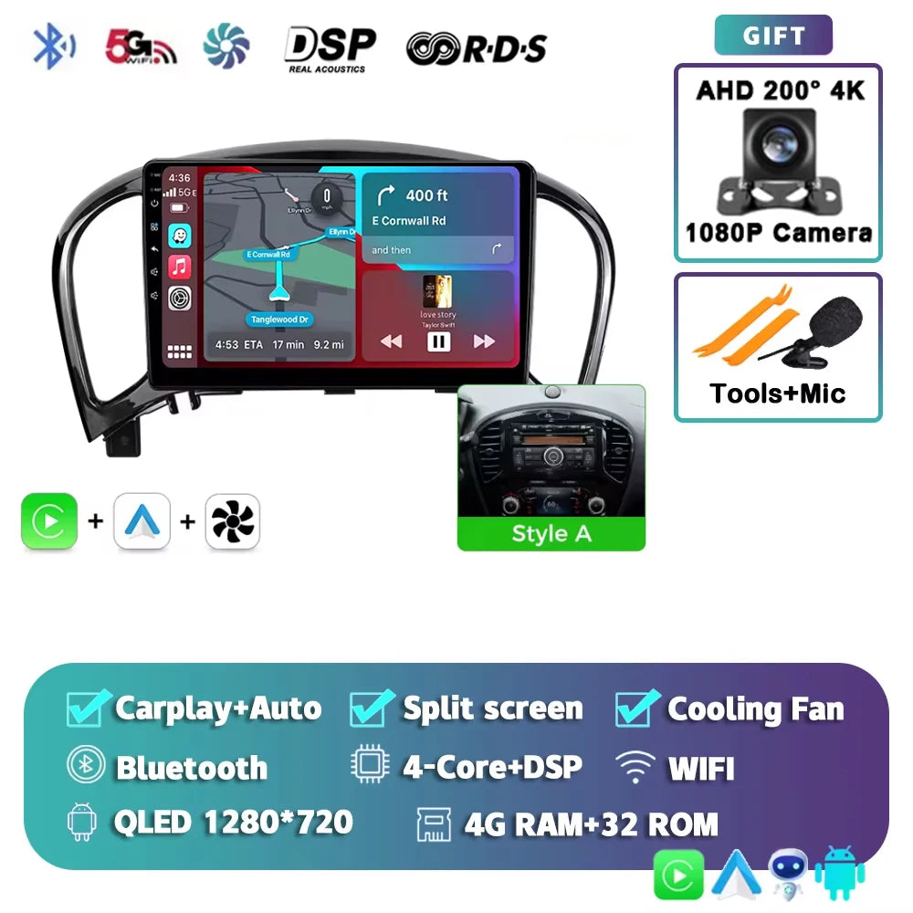 Android 15 Car radio For Nissan Juke 2010 2011 2012 2013 2014 Wireless Android Auto Carplay Car Multimedia Player WIFI 4G DSP 2
