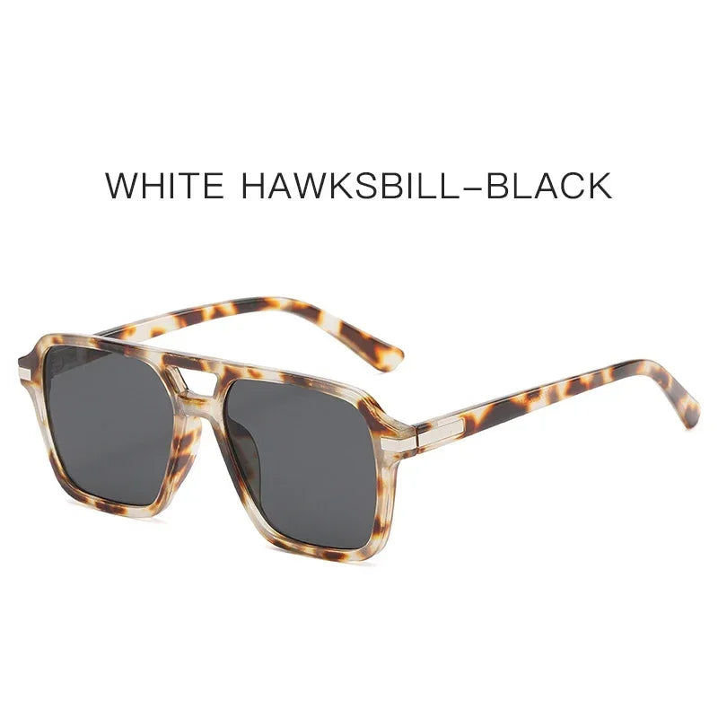 JNPCXI Vintage Double Bridges Square Sunglasses Men Gradient Lens Eyewear Shades Women Trending Sun Glasses UV400