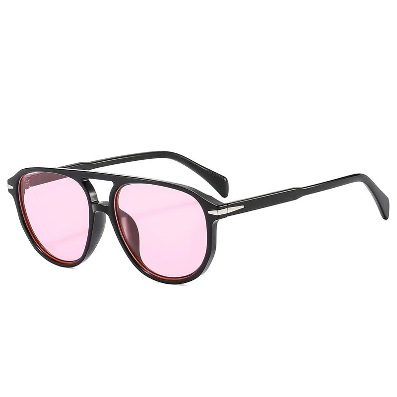 JNPCXI Retro Double Bridges Pilot Men Rivets Sunglasses UV400 Fashion Women Luxury Sun Glasses Black Orange Shades