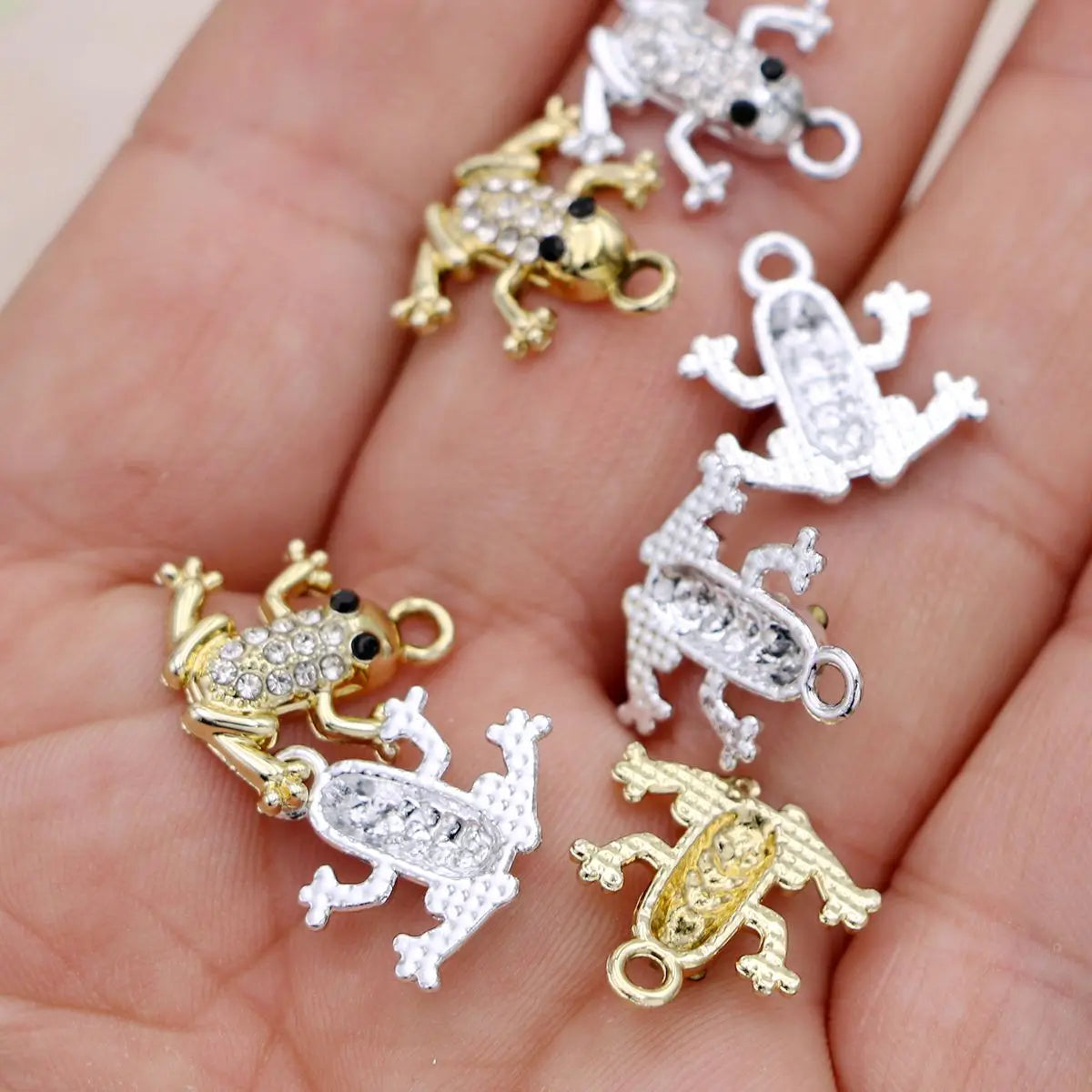 10Pcs Gold Plated Frog Charm Pendant for Jewelry Making Earrings Bracelet Necklace Accessories DIY Craft Findings