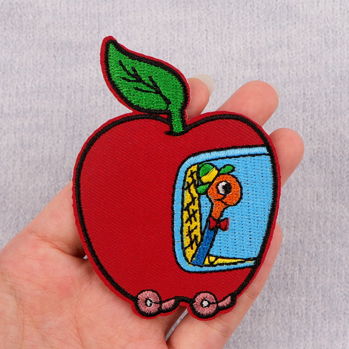 Funny Apple Embroidery Patch Cartoon Iron On Patches For Clothing Thermoadhesive Patches On Clothes DIY Sew Badges
