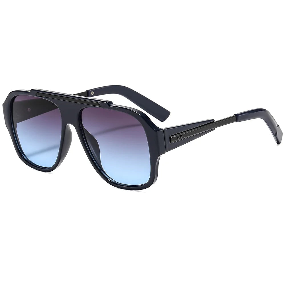 JNPCXI New Fashion Rivets Square Women Sunglasses Shades UV400 Retro Trending Gradient Men Punk Yellow Sun Glasses
