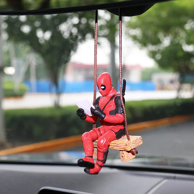 Marvel Deadpool Car Rearview Mirror Pendant Reading Deadpool Car Mini Model Toys