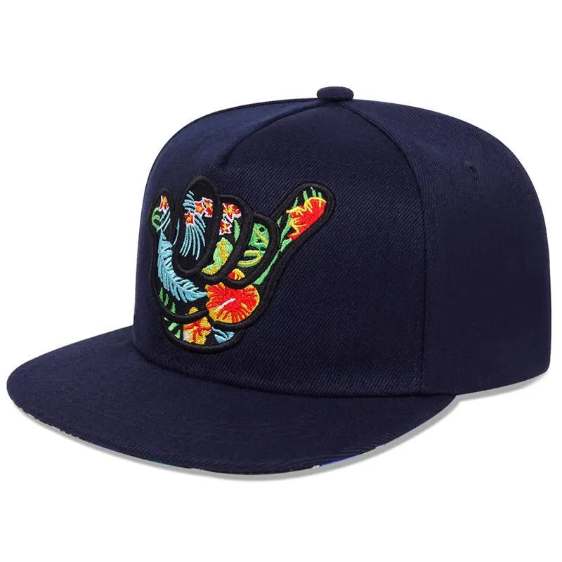 Unisex Colorful Shaka Fingers Embroidery Hats Outdoor Baseball Cap Sunscreen Hat