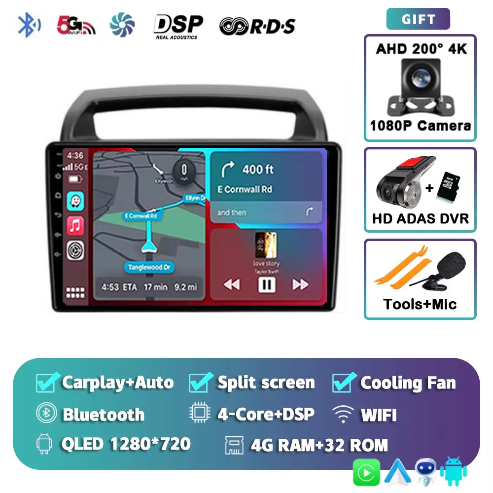 For KIA Carnival VQ 2006-2014 2K 12+256 QLED Android 15 CarPlay Car Radio Multimedia Video Player GPS stereo Head Unit 4G WIFI