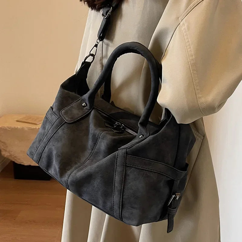 Retro Design PU Leather Shoulder Bags for Women 2026 Korean Fashion High Capacity Armpit Bag Female Crossbody Bag Tote Handbags