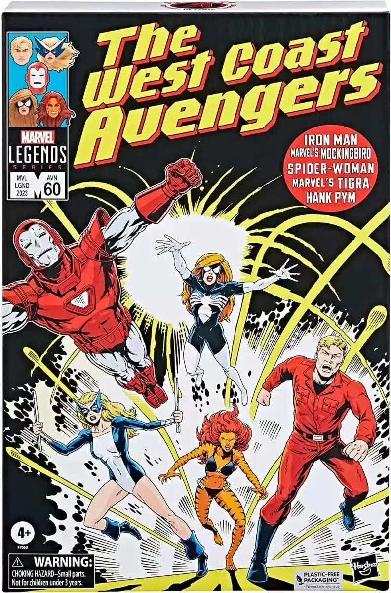 Original Hasbro Marvel Legends Series The West Coast Avengers (Ironman Tigra Spider-Woman Mockingbird Hank Pym) Anime Fiqure Toy