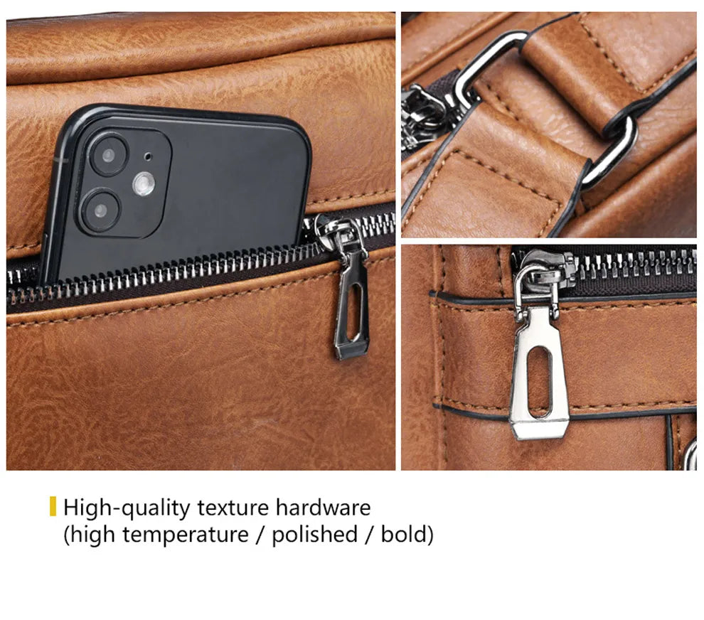 Weixer Men Crossbody Bag Shoulder Zippers Handbag Leather Messenger Tote Bag 01