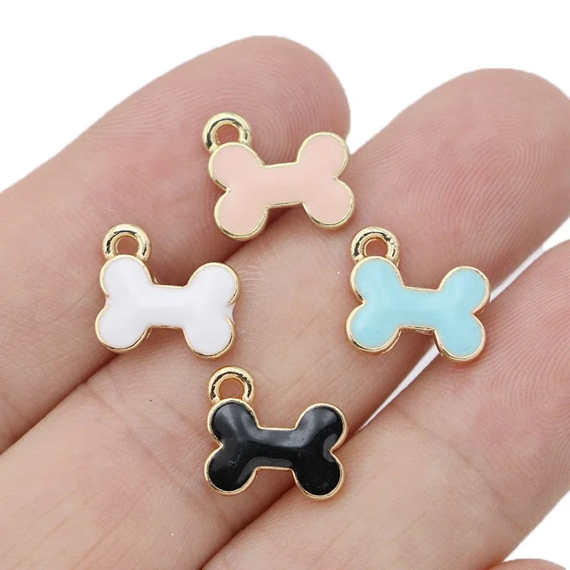 10Pcs Gold Plated Enamel Bone Charm Pendant for Jewelry Making Earrings Bracelet Necklace Accessories DIY Craft Findings