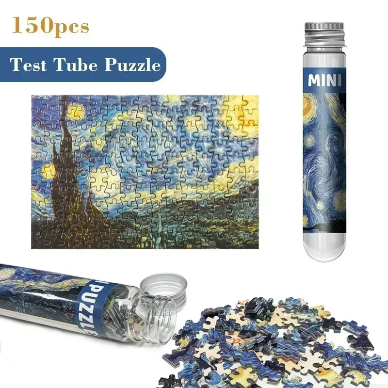 150pcs test tube jigsaw puzzle Van Gogh Painting Puzzles with Puzzle Storage Tray Plastic Sorting Tray Jigsaw Aids