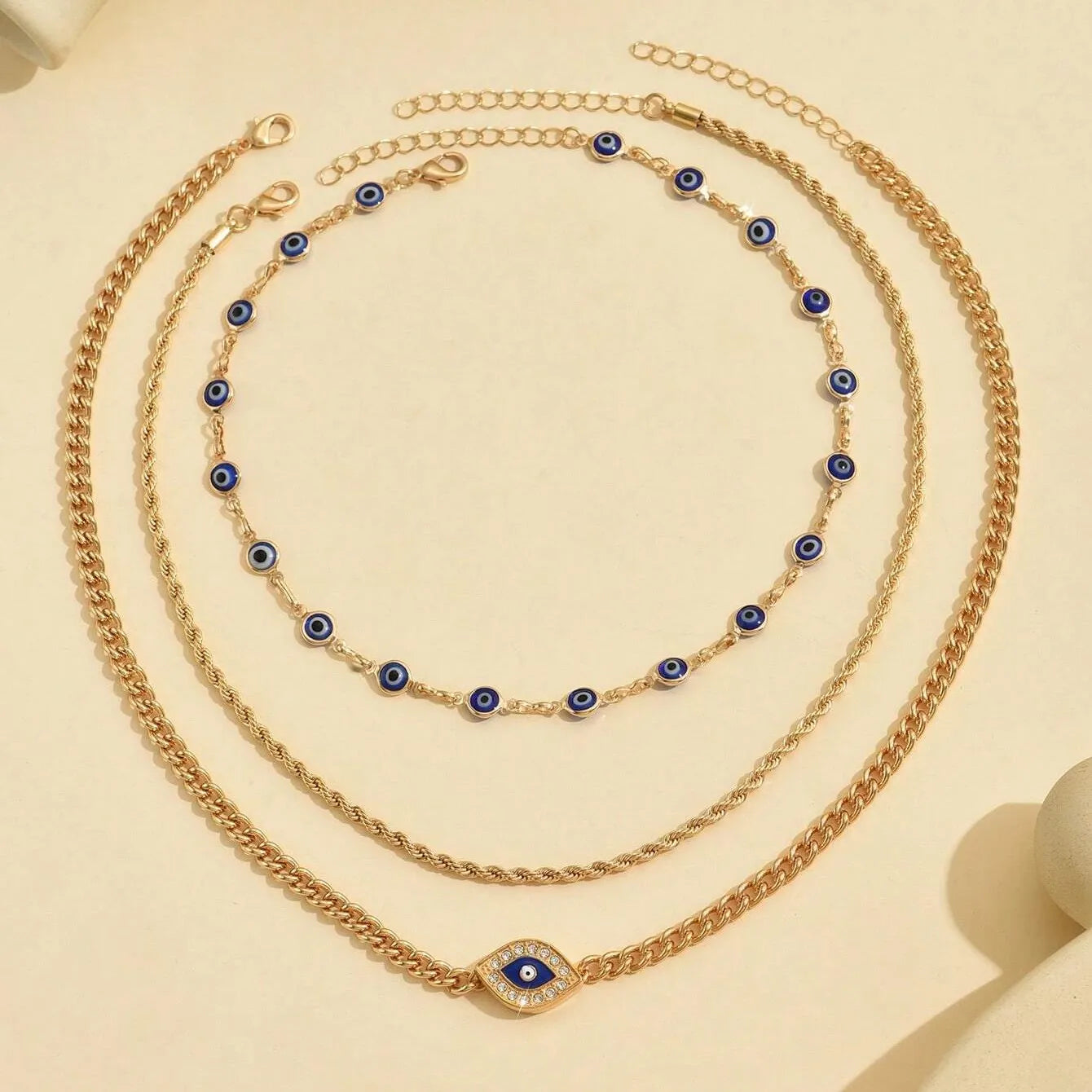 Fashion Turkish Evil Eyes Multilayer Necklaces For Women Bohemian Vintage Devil Pendant Necklaces Choker Beads Party Jewelry New