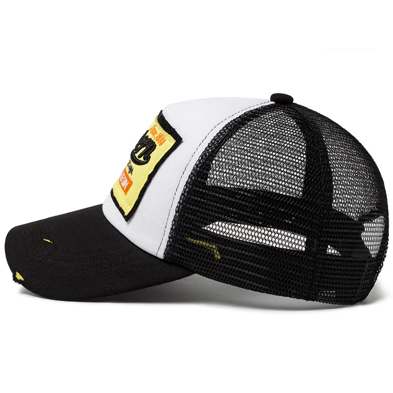Baseball Cap Men Mesh Embroidered Letter Trucker Hat Snapback Women Casual Caps Vintage Sun Hats For Summer Outdoor Daily Wear