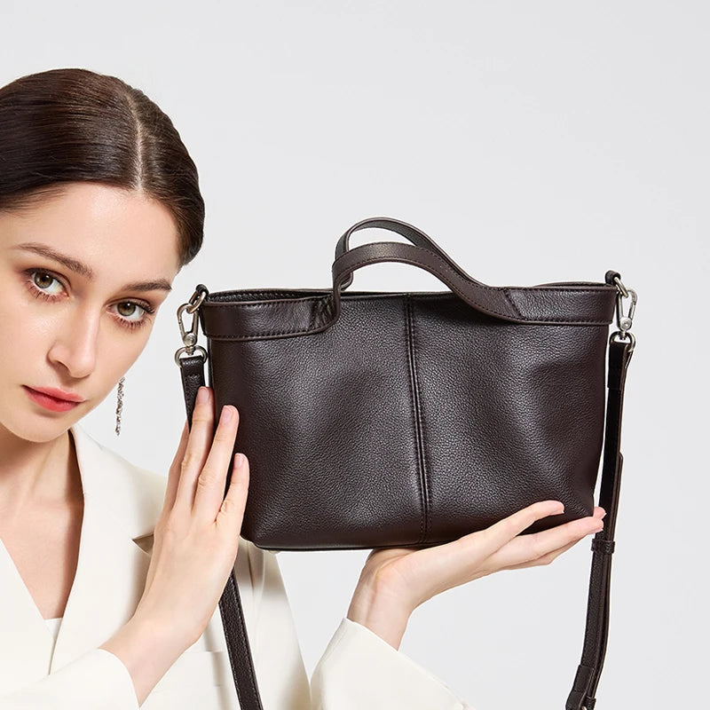 New Women's fashion Genuine Leather Tote Handbag Female luxury designer Real Leather Crossbody Shoulder Bags Retro Underarm bag
