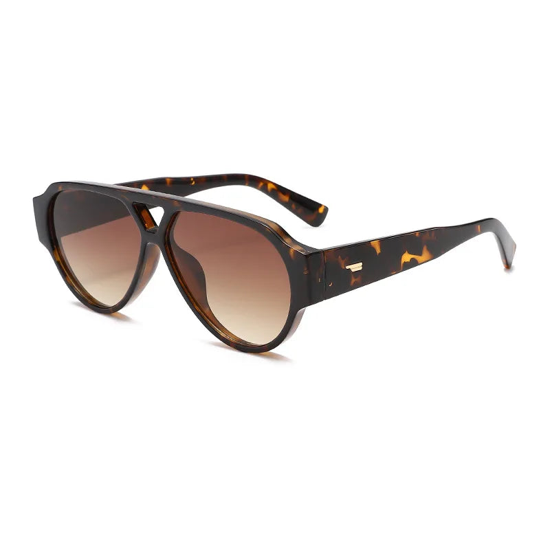 JNPCXI New Fashion Oversized Pilot Double Bridges Women Sunglasses Retro Rivets Men Red Green Shades UV400 Sun Glasses