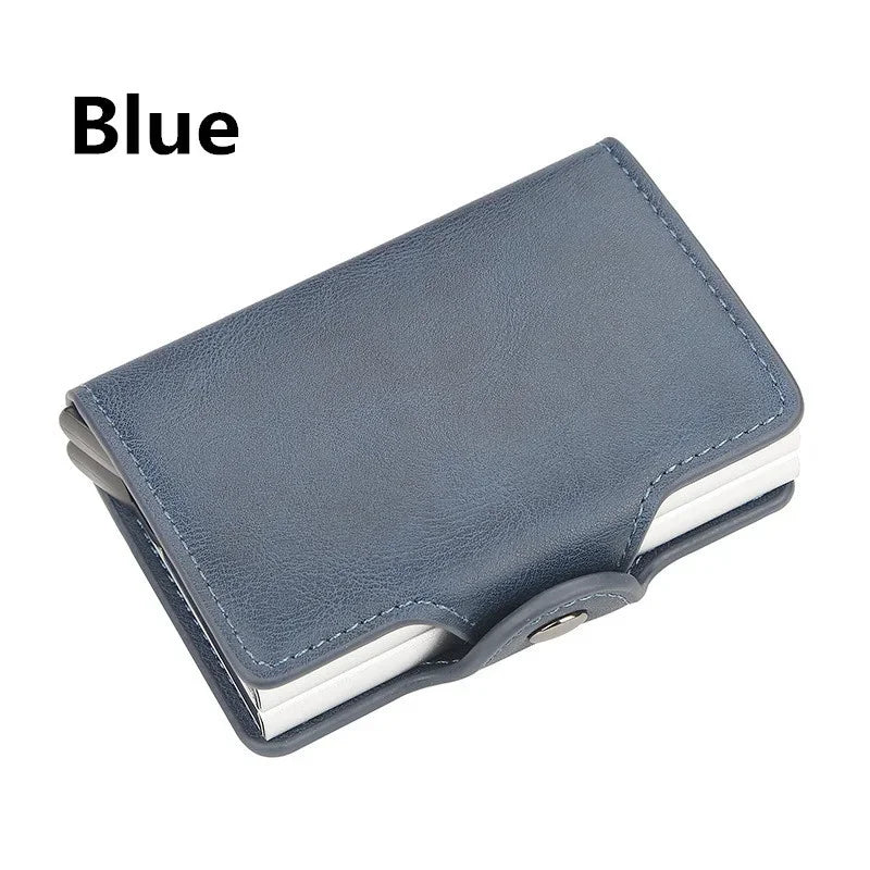12 Card Slots Anti RFID 2X Aluminum Box Automatic PU Leather Wallet Card Holder