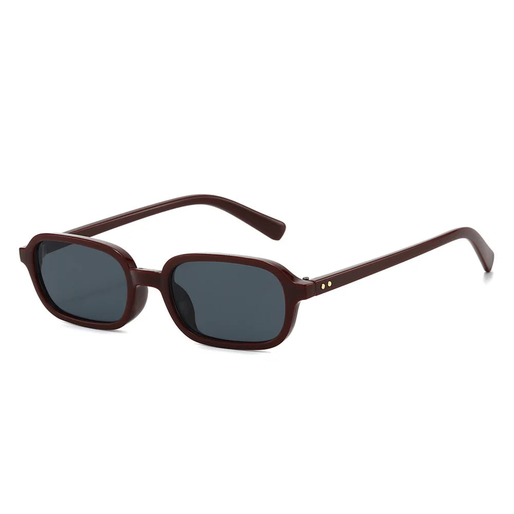 JNPCXI New Retro Small Rectangle Sunglasses Women Fashion Rivets Leopard Champagne Shades UV400 Men Punk Sun Glasses