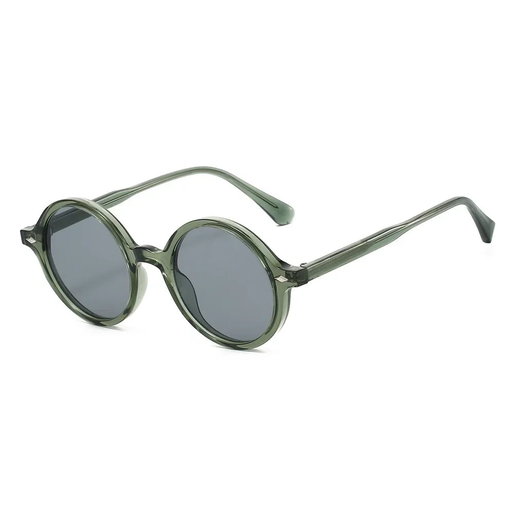 JNPCXI New Retro Round Women Sunglasses Fashion Green Candy Color Shades UV400 Men Trending Rivets Punk Sun Glasses