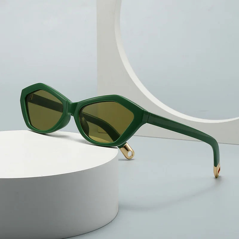 JNPCXI New Cat Eye Sunglasses Women Uv400 Female Green Blue Retro Sun Glasses for Men Decoration Ladies Gift