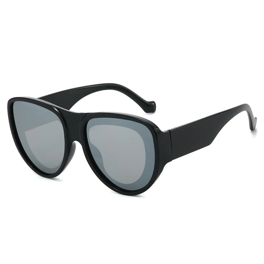 JNPCXI New Oversized Pilot Sunglasses Women Retro Gradient Mirror Shades UV400 Fashion Men Trending Punk Blue Pink Sun Glasses