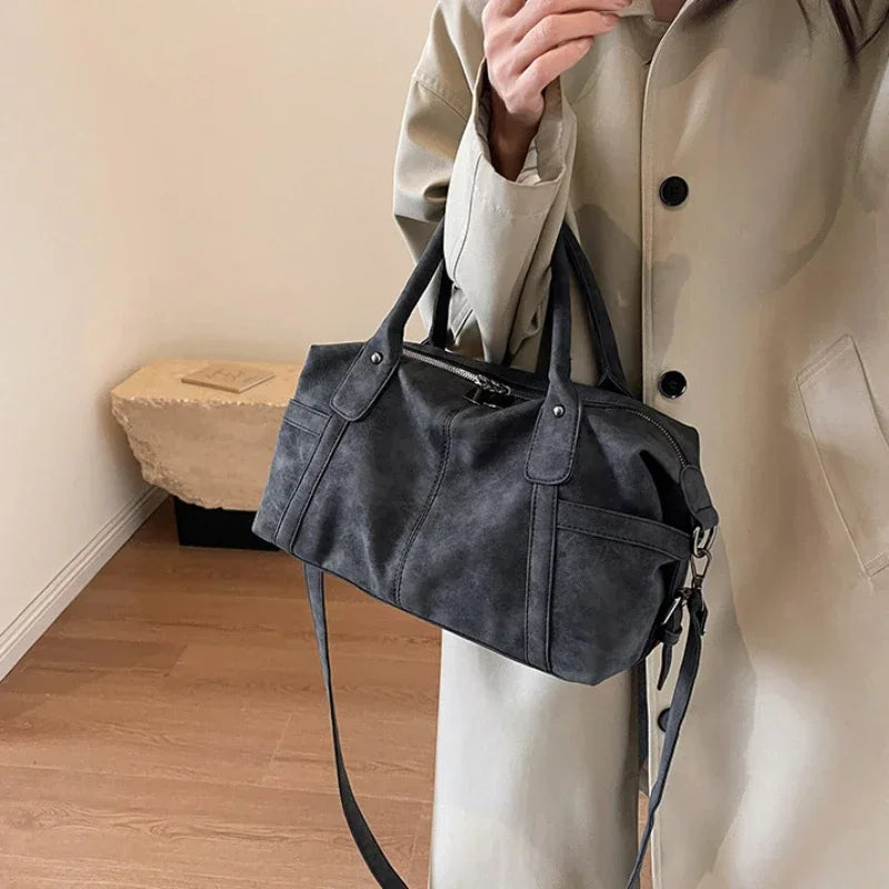 Retro Design PU Leather Shoulder Bags for Women 2026 Korean Fashion High Capacity Armpit Bag Female Crossbody Bag Tote Handbags