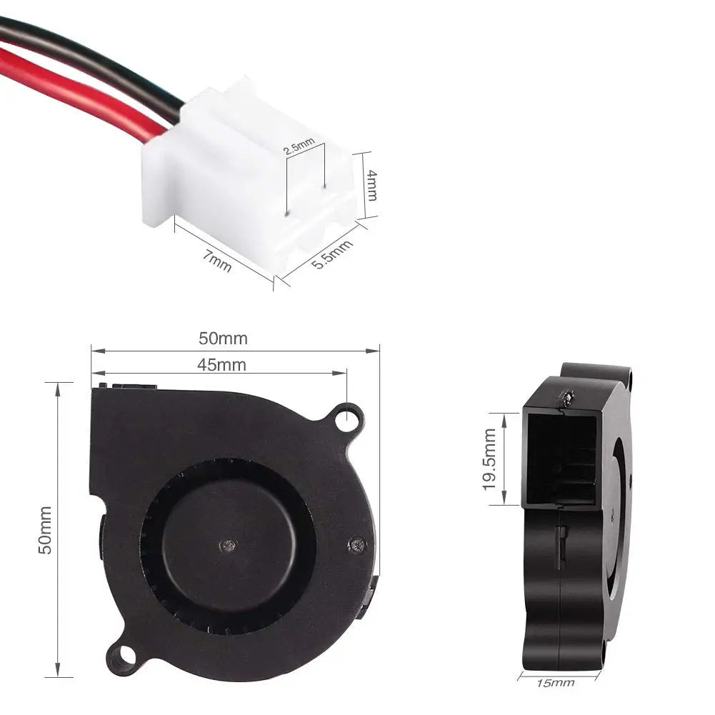 2pcs 5015 3D Printer DC Brushless Blower Cooling Fan for RepRap i3 CR-10 and Other Small Appliances Series Repair Replacement
