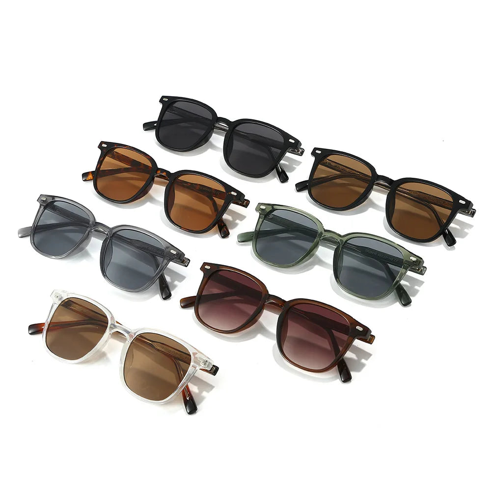 JNPCXI New TR90 Ins Popular Fashion Rectangle Sunglasses Women Retro Green Shades UV400 Men Trending Square Sun Glasses
