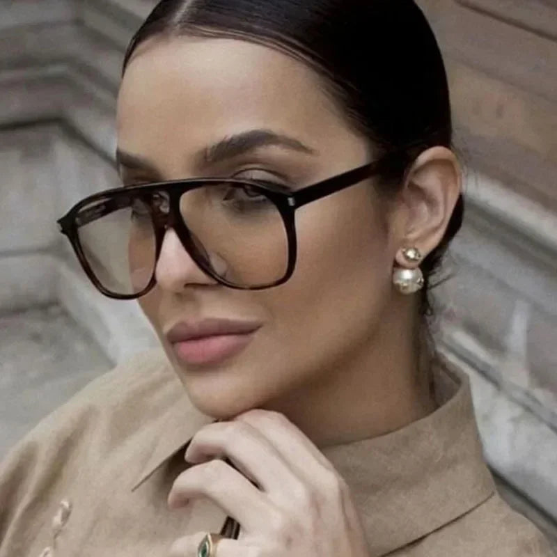 JNPCXI Vintage Double Bridges Pilot Women Sunglasses Fashion Square Black Tea Shades UV400 Men Sun Glasses
