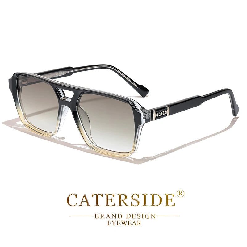 CATERSIDE Fashion Punk Sunglasses Men Square Frame Flat Top Double Bridge High Quality Sun Glasses Women Party Festival Gifts