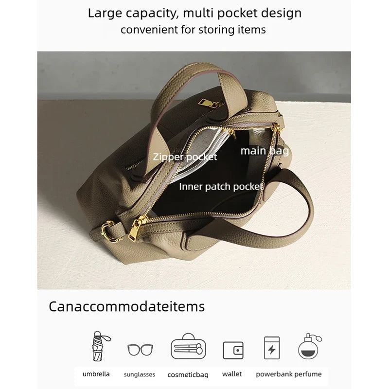 Women's Bag 2025 Trend Natural Cow Leather Bag Female Retro Cowhide Crossbody Bags Ladies Large Capacity Shoulder Bag Women