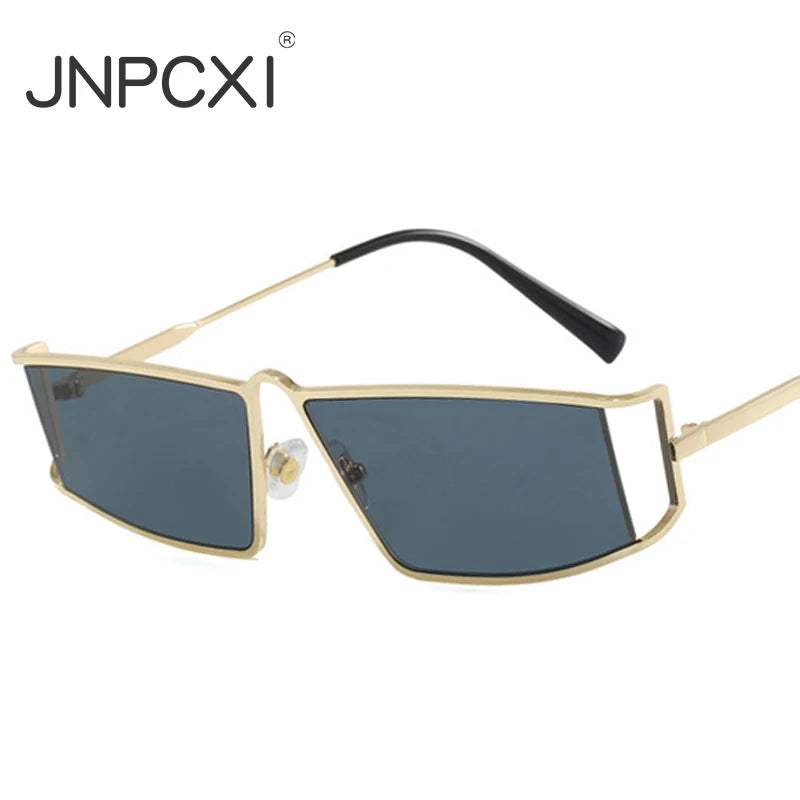 JNPCXI New Vintage Hollow Sunglasses Women Luxury Metal Frame Sun Glasses Rectangle Driving Eyeglasses Eyewear Men