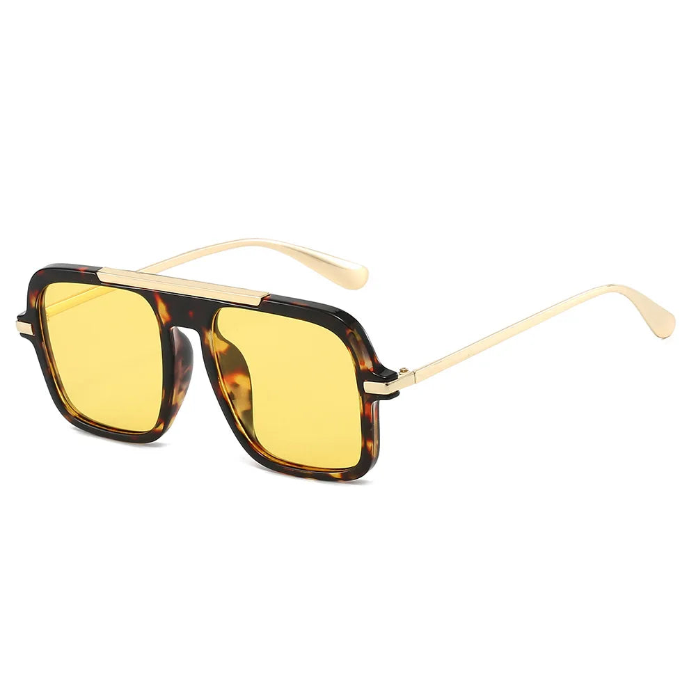 JNPCXI New Square Women Sunglasses Fashion Shades UV400 Retro Trending Leopard Green Gradient Men Sun Glasses