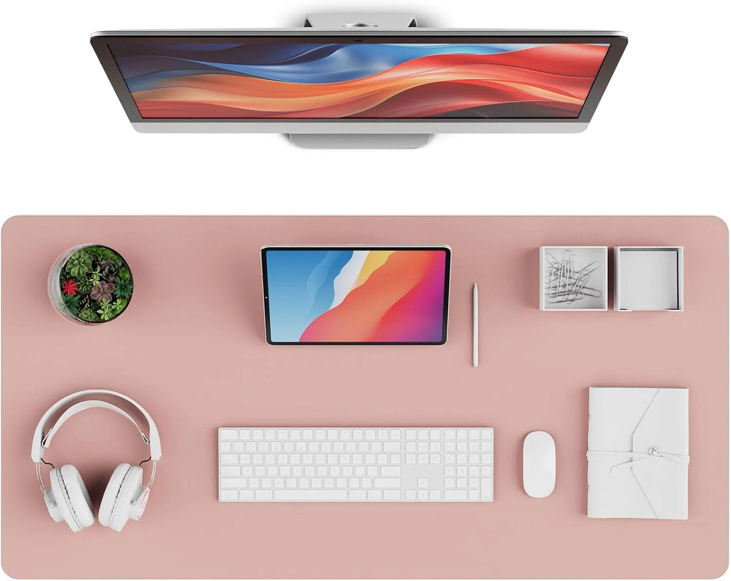 Leather Desk Pad Protector, Office Desk Mat, Large PVC Leather Desk Blotter, Non-Slip Mouse Pad