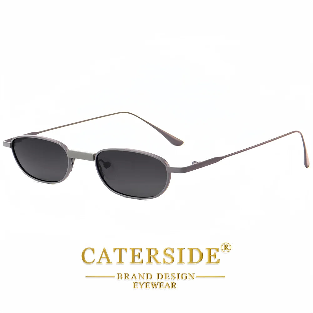 CATERSIDE Men's Hip Hop Sunglasses Premium Metal Small Frame Women's Travel Business Party Holiday Gift Decorative Glasses UV400