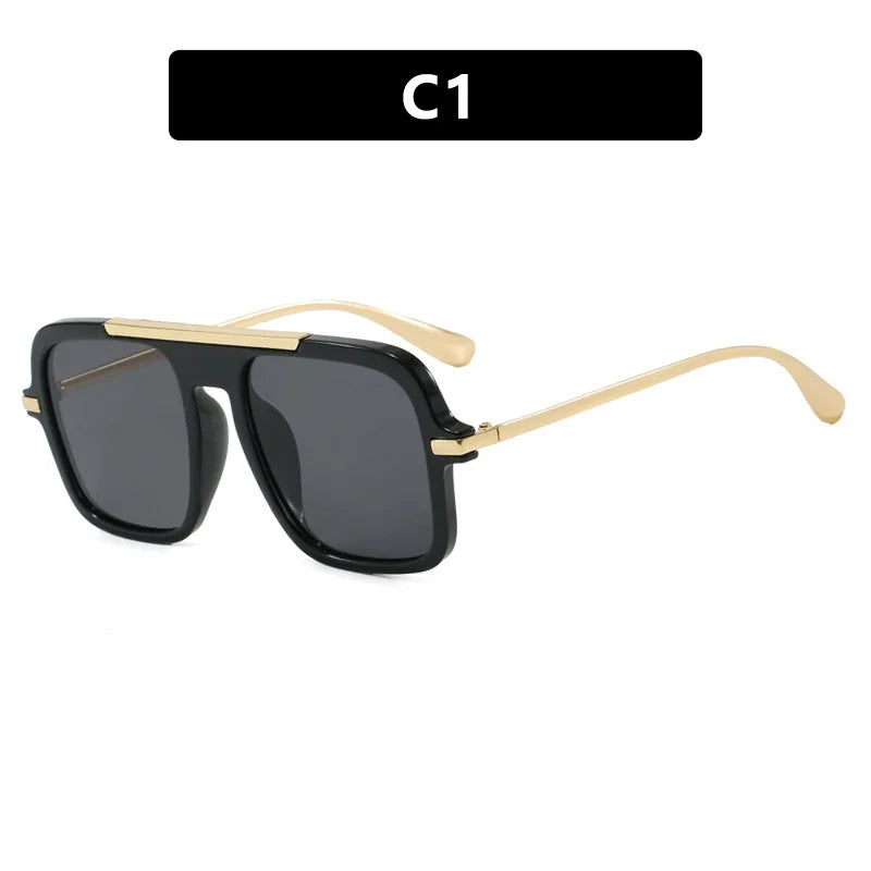 JNPCXI New Retro Square Sunglasses Double Bridges UV400 Fashion Designer Shades for Men And Women Gradient Sun Glasses