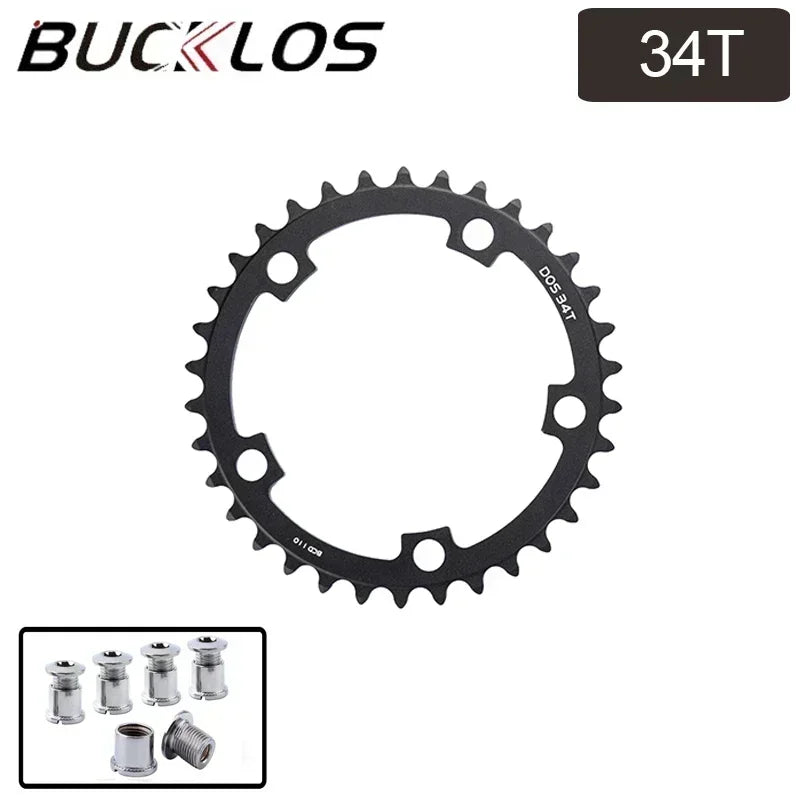 BUCKLOS 5 Bolts 110BCD Road Bike Chainring Lightweight Bicycle Crown 50-34T 52-36T 53-39T for Shimano Sram Crankset