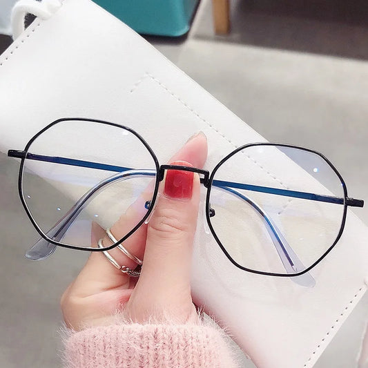 Metal Computer Anti Blue Light Blocking Glasses Clear Anti Radiation Glasses Replaceable Lens for Women Men