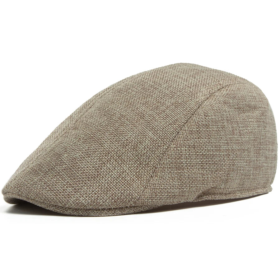 Men's Linen Flat Cap Spring Summer Vintage Visor Beret Breathable Ivy Newsboy Hat Women Fashion Cap Suitable For Small Slim Face
