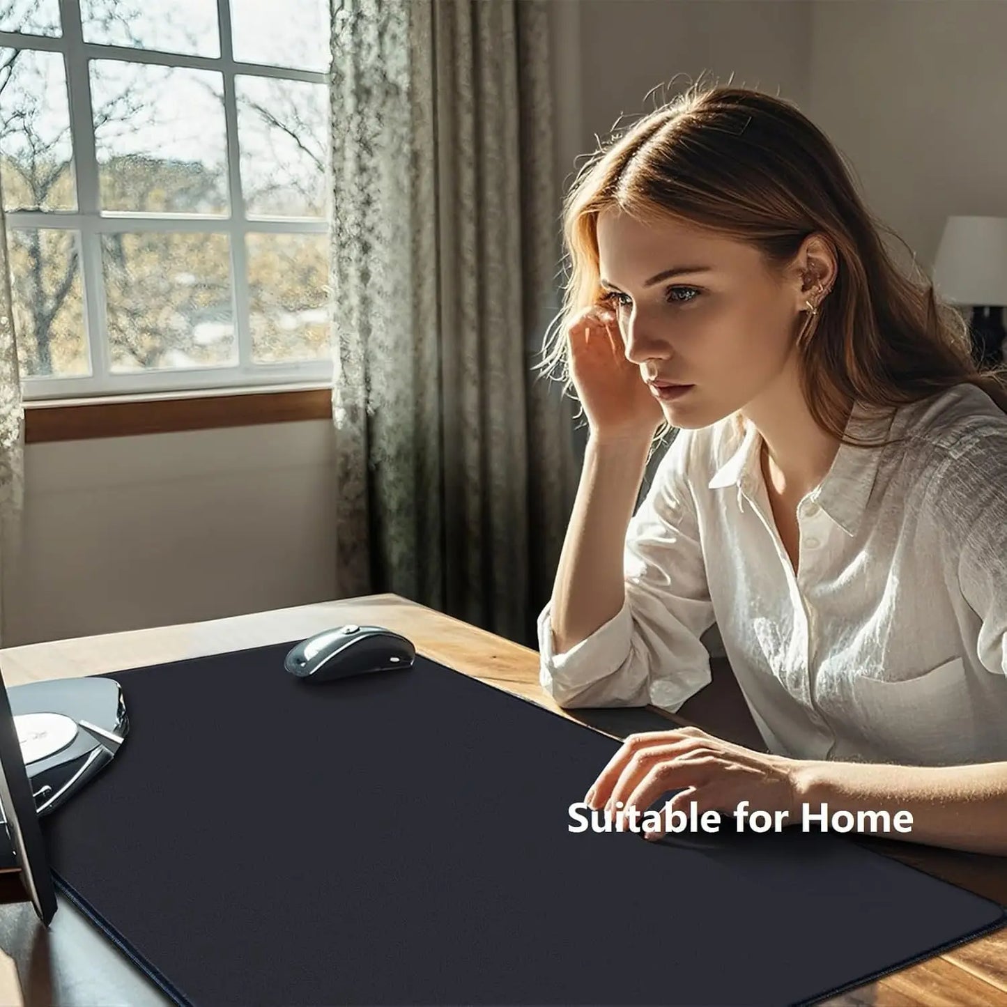 Large Gaming Mouse Pads, XLComputer Desk Matt for Desktop Keyboard and Mouse Office Desk Pad Protector Mats, Black Mouse pad