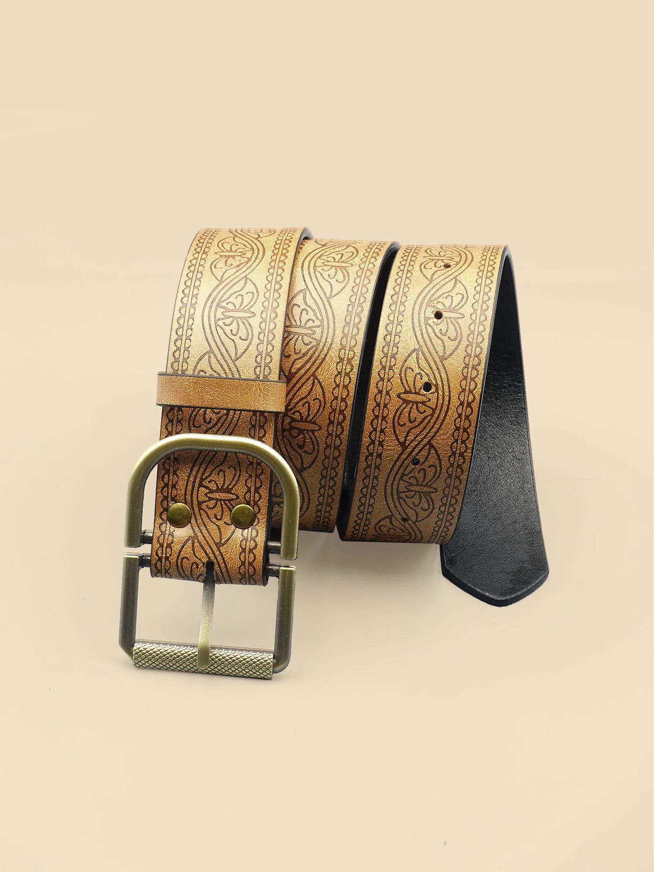 Western Style Casual Women's Belt, Retro Printed Belt, Classic Decorative Belt