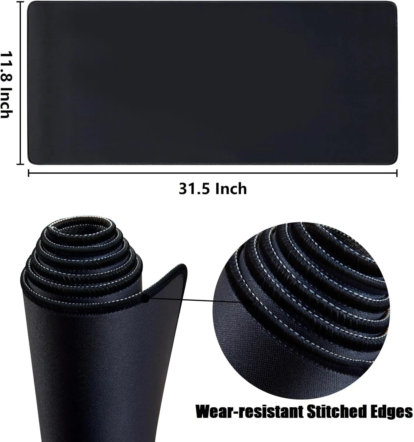 Large Gaming Mouse Pads, XLComputer Desk Matt for Desktop Keyboard and Mouse Office Desk Pad Protector Mats, Black Mouse pad