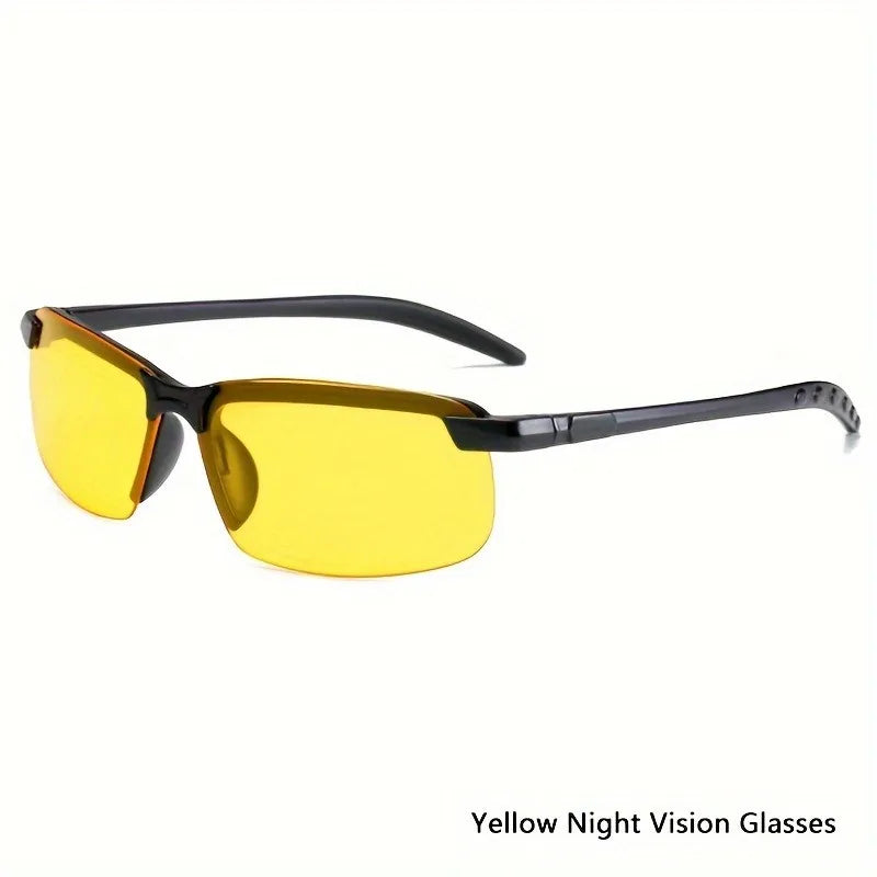 Night Vision Glasses for Women Men Fashion Semi Rimless Driver Anti-Glare Goggles Glasses for Night Driving