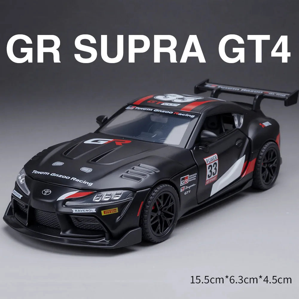 1:32 Scale 911 Targe Supra GT4 Miniature Model Alloy Diecast Toys Car Doors Opened with Sound Light Sportscar Gift That Boy Love