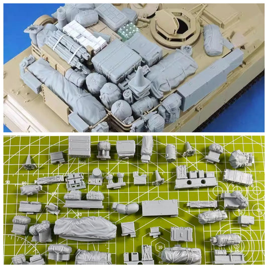 Precision 1/35 Casting Resin Mold M1A1-M1A2 Package with Vehicle for Accumulation Scene Model Toy Unpainted