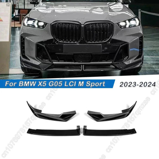 For BMW X5 G05 LCI M Sport 2023-2025 Car Front Bumper Splitter Lip Diffuser Body Kit Spoiler Guard Body Kit Cover Gloss Black