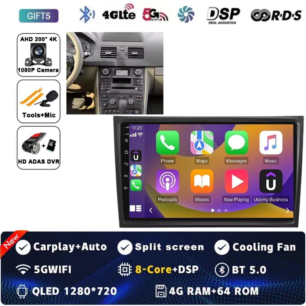 10Inch For VOLVO XC90 2004-2014 12+256GB Android 15 4G Touch Screen Car Radio Multimedia Video Player GPS Navigation Carplay DSP