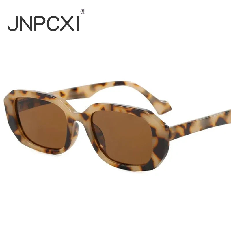 JNPCXI Fashion Small Polygon Rectangle Sunglasses Women Retro Clear Gradient Shades UV400 Men Sun Glasses