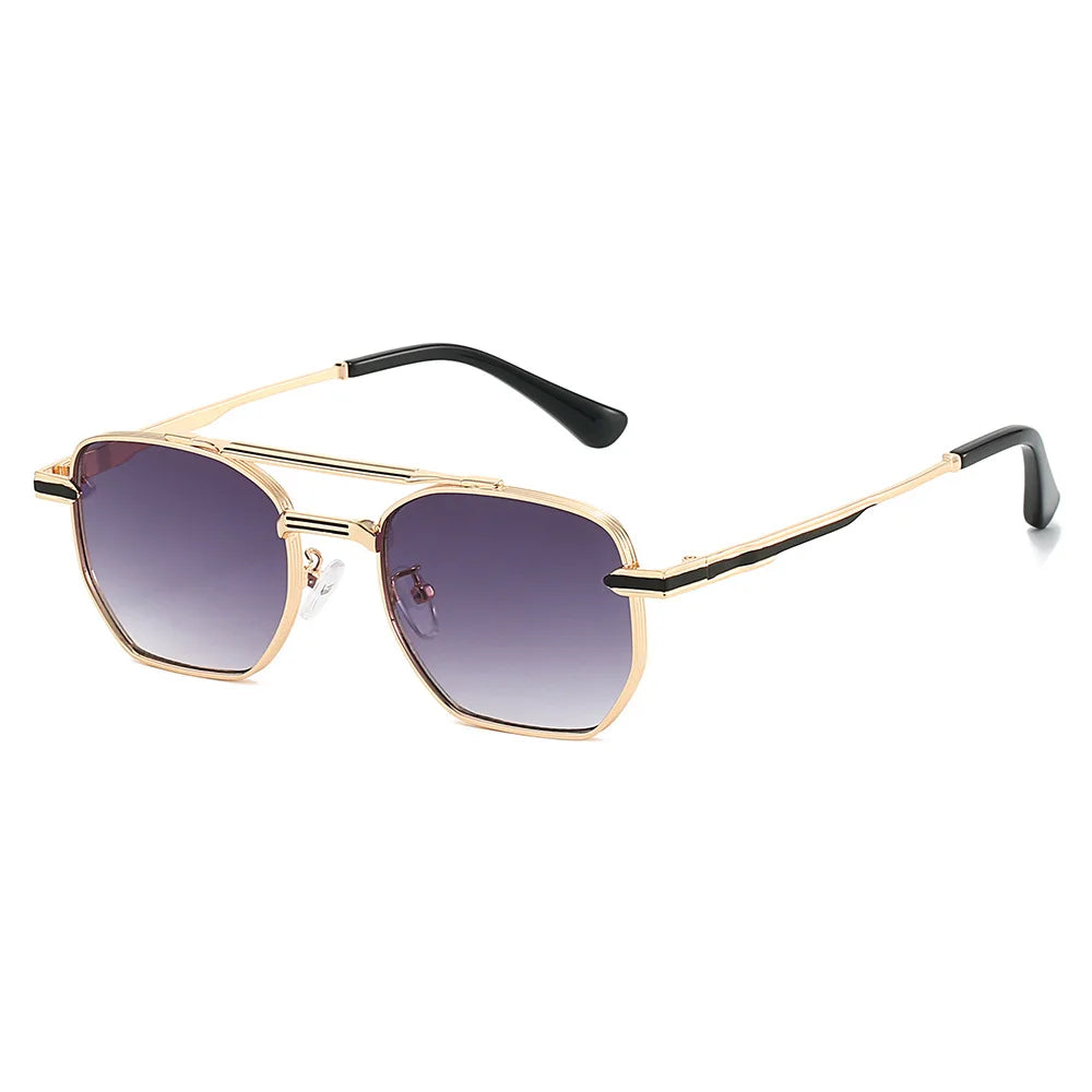 JNPCXI Fashion Pilot Double Bridges Men Sunglasses Silver Blue Gradient Shades UV400 WomenTrending Sun Glasses