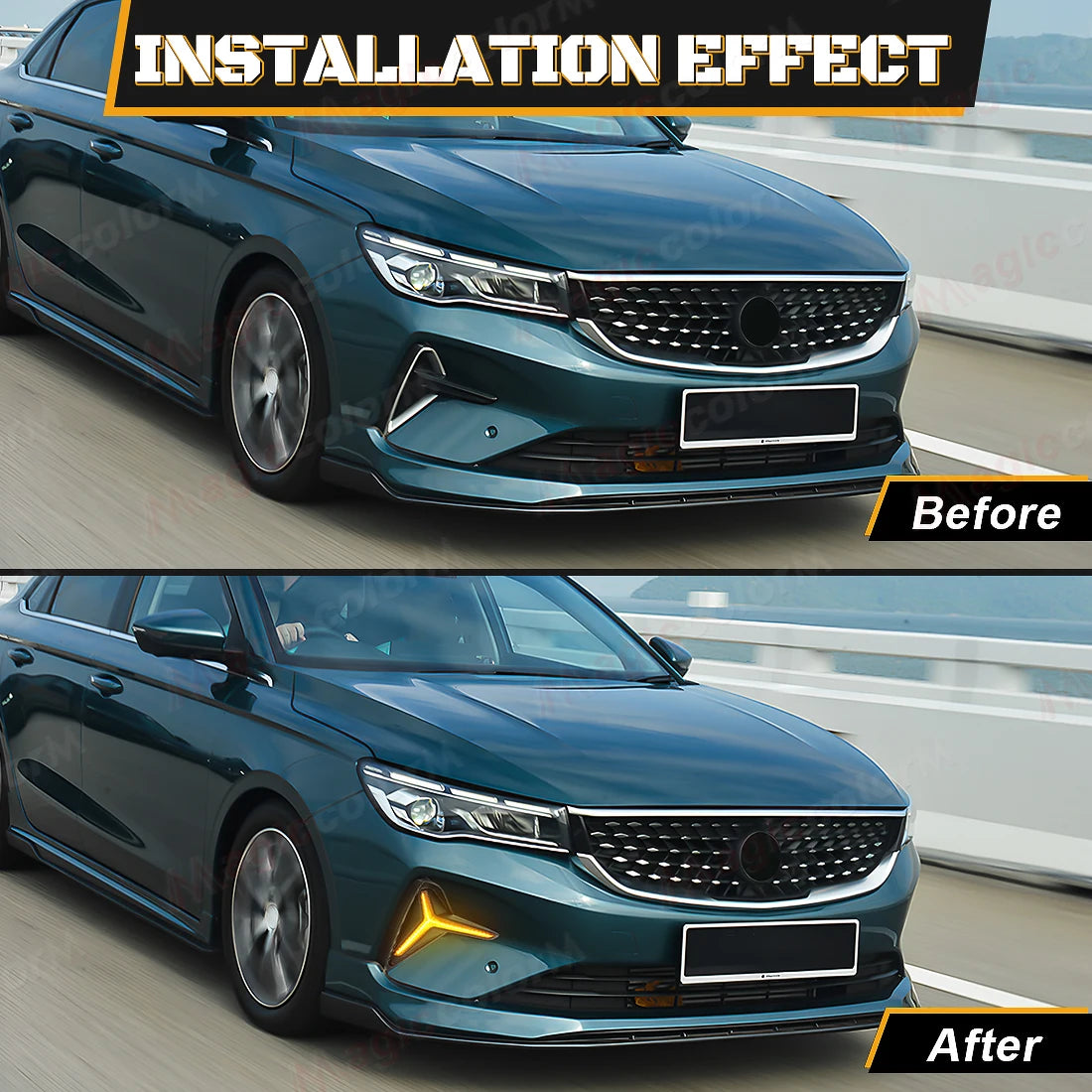 LED DRL For Geely Emgrand DIHAO EC7 Proton S70 2021 2022 2023 2024 Daytime Running Lights Turn Signal Fog Lamp White Yellow Blue